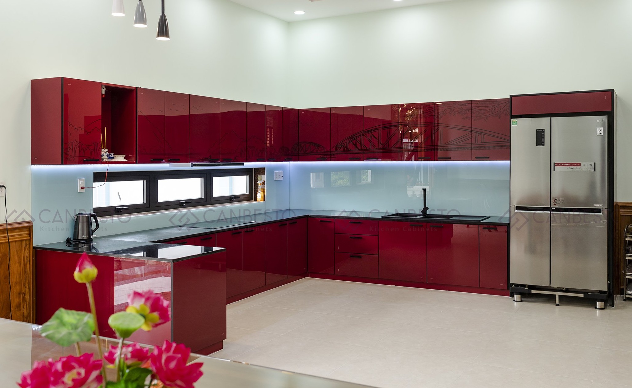 Canbesto: Tủ bếp nhôm kính, thiết kế nội thất tại Biên Hòa.